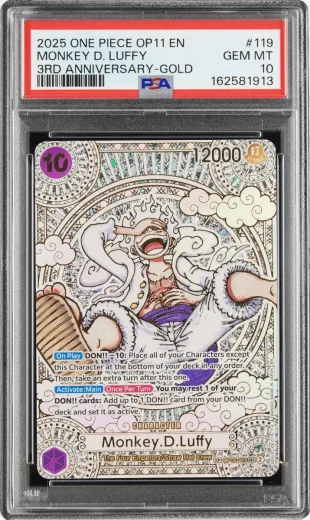 Monkey D. Luffy OP05-119, SP Gold, graded PSA 10