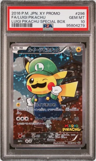 Luigi Pikachu Full Art #296, graded PSA 10