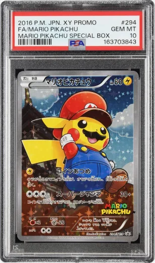 Mario Pikachu Full Art #294, graded PSA 10