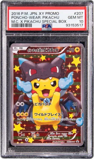 Poncho-Wearing Pikachu, Mega Charizard X #207, graded PSA 10