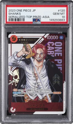 Shanks OP01-120, Serialized Top Prize, graded PSA 10