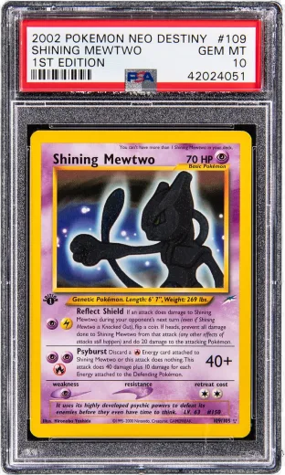Shining Mewtwo #109, 1st Edition, graded PSA 10